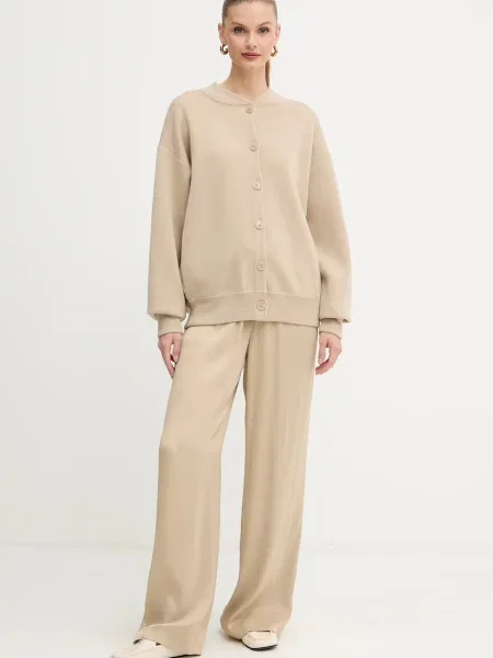 Вовняний кардиган BOSS бежевий