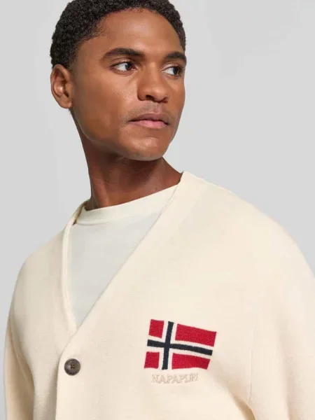 Kardigan z wyhaftowanym logo model TARANGER' Napapijri biały