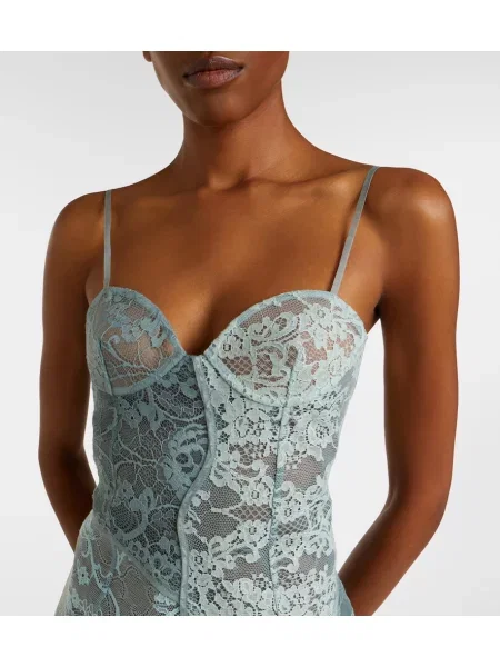 Rochie midi Acne Studios din dantelă albastru