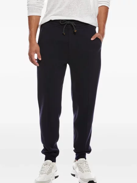 Pantaloni Brunello Cucinelli alergare conici albastru