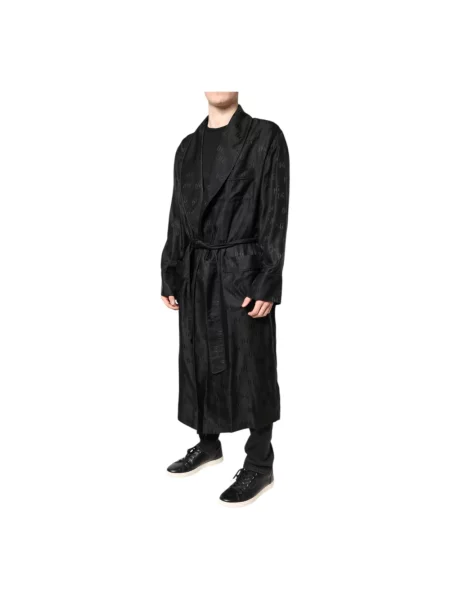 Jedwabny płaszcz Dolce And Gabbana z logo czarny