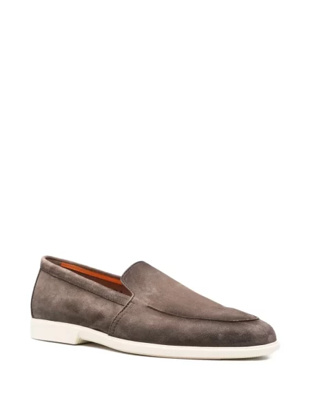 Pantofi loafer Santoni din piele de căprioară maro