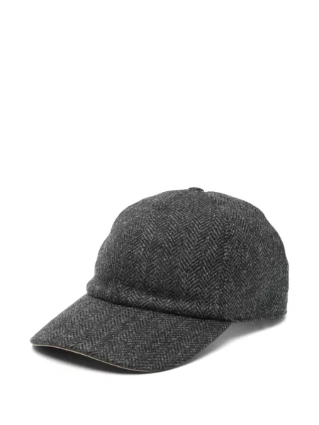 Șapcă Canali de lână cu model herringbone gri