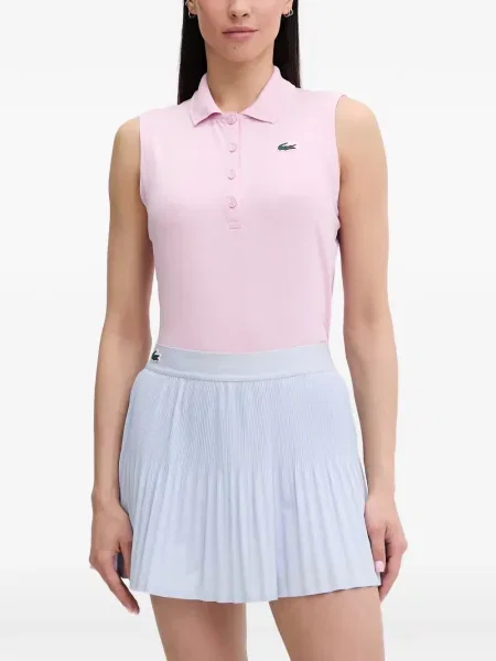 Tricou polo Lacoste fără mâneci cu autograf roz