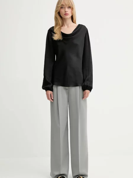 Штани MAX&Co. широкі висока посадка сірий