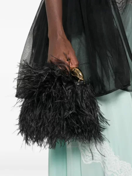 Τσάντα shopper Erdem με φτερά μαύρο