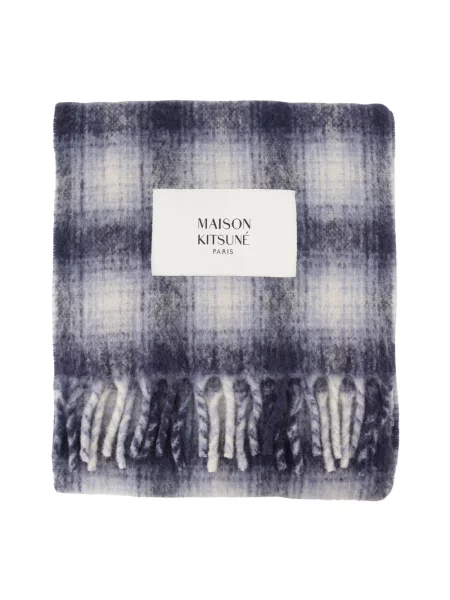 Maison Kitsuné Alpaca szalik z wełny alpaki niebieska