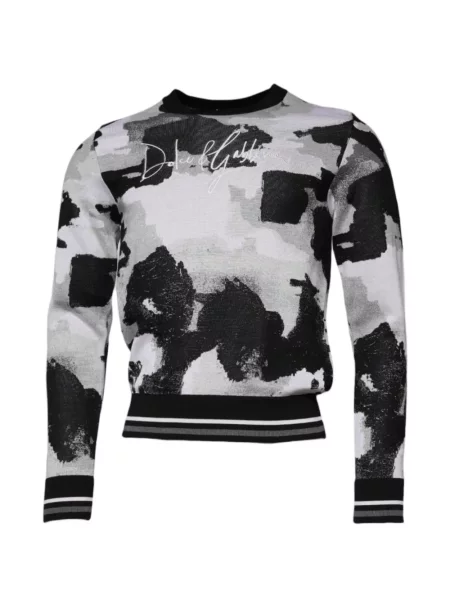 Pulover Dolce & Gabbana cu broderie cu model camuflaj negru