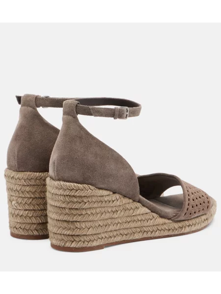 Espadrile Brunello Cucinelli din piele de căprioară gri