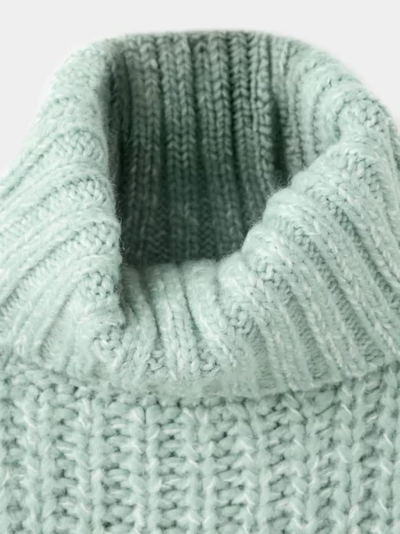 Sweter z grubej dzianiny z golfem bladozielony Dzieci lata MANGO KIDS