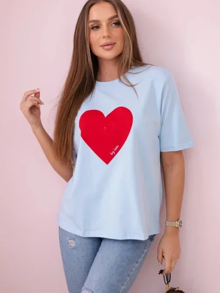 Блуза Kesi с принт със сърца синьо