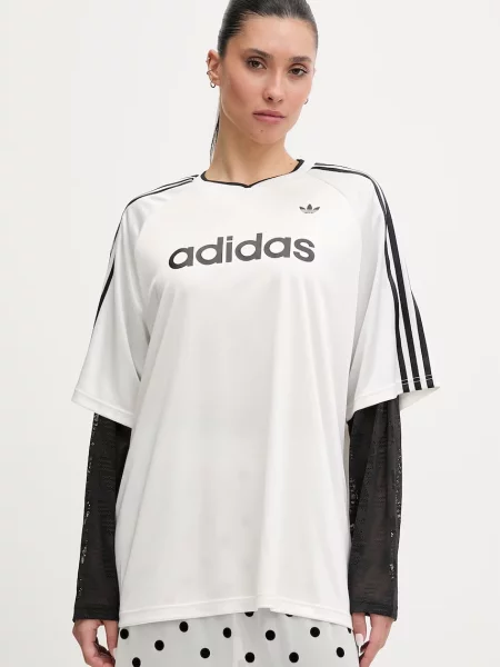 Tricou cu mânecă lungă Adidas Originals alb