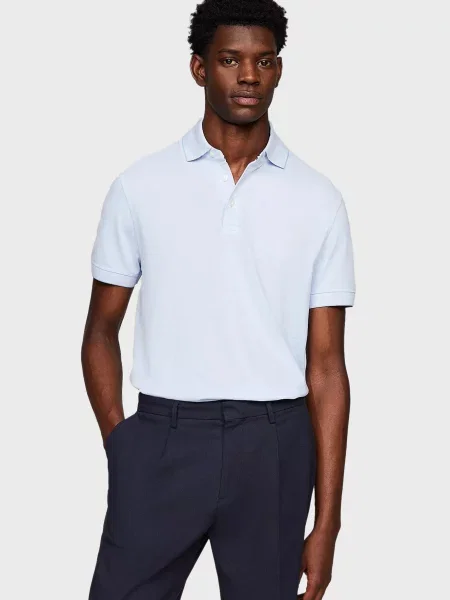 Поло Tommy Hilfiger из модала голубое