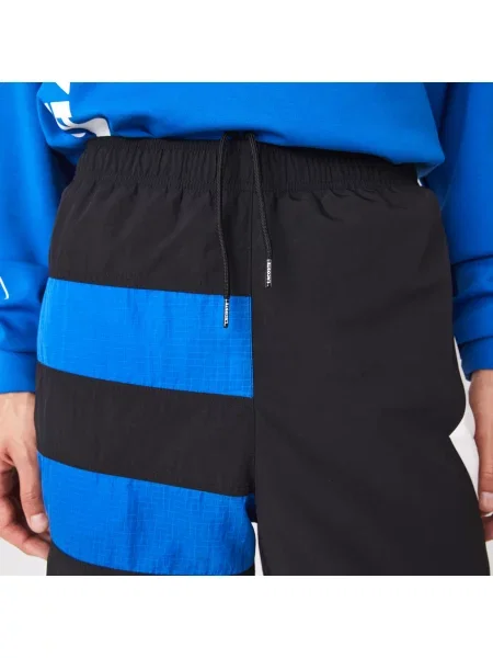 Lacoste Patchworkowe Wodoodporne Spodnie Dresowe granatowe