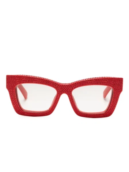 Sunčane naočale Ferragamo s kristalima crvena