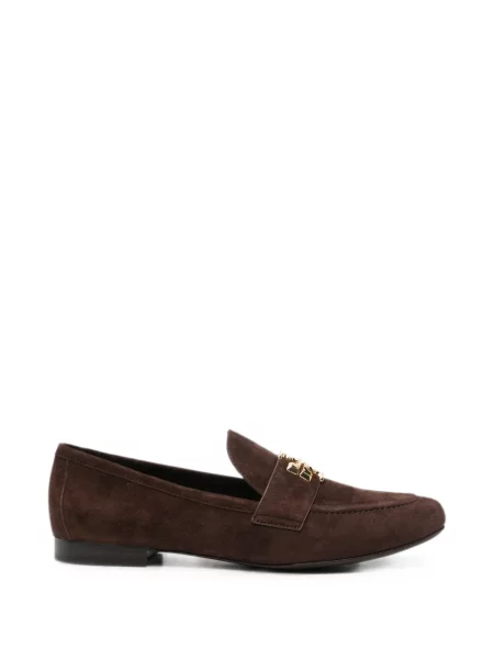 Pantofi loafer Tory Burch din piele de căprioară cu autograf maro