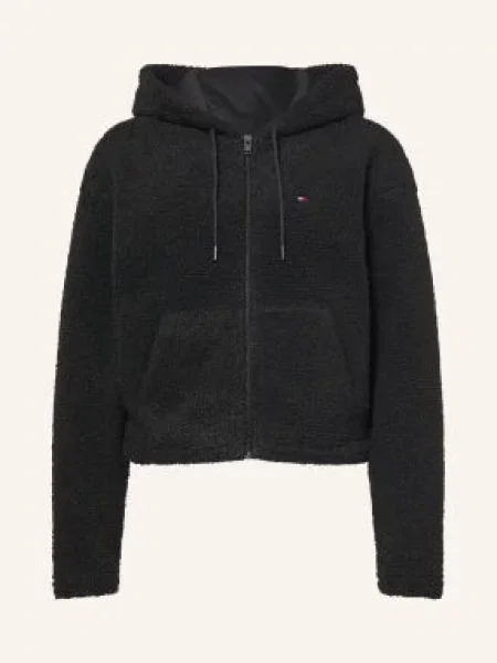 Tommy Jeans Bunda Z Plyšové Kožešiny černá