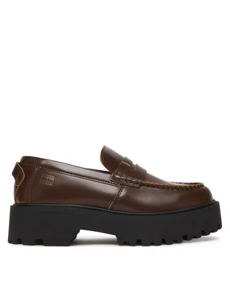 Tommy Jeans Čevlji brez vezalk Archive Leather Loafer rjava