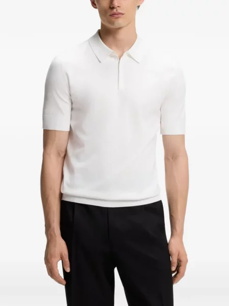Tricou polo Hugo tricotate alb