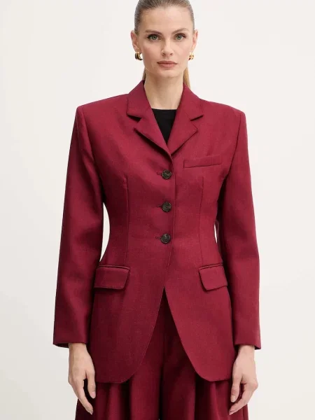 Marella geacă de lână un singur rând de cu imprimeu bordo