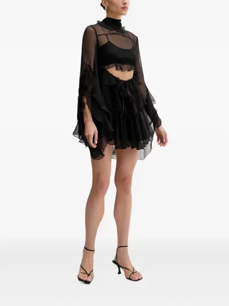 Rochie mini Bardot cu volane negru