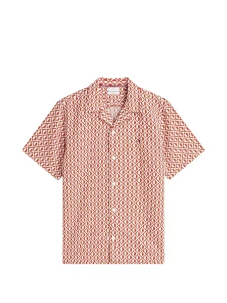 Scurt cămașă Tommy Hilfiger cu imagine cu imprimeu geometric maro