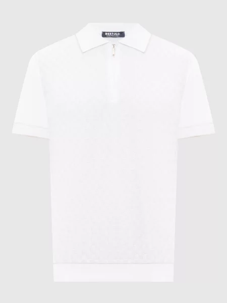 Поло із шовком у візерунок Bertolo Cashmere біле