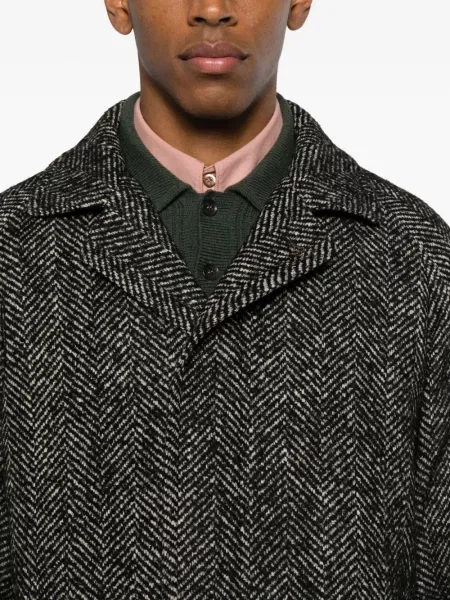 Palton Tagliatore cu model herringbone negru