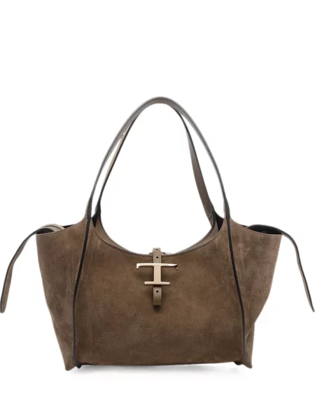 Geantă shopper Tod's din piele de căprioară maro