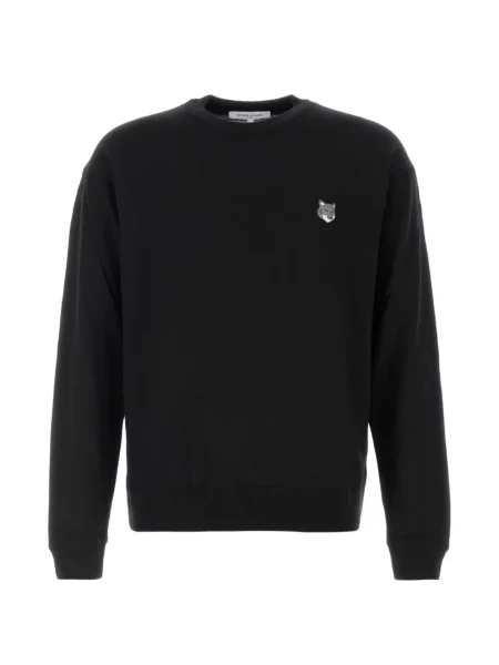 Pulover Maison Kitsune din lână merinos negru