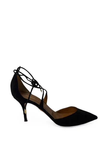 Pantofi cu toc Aquazzura cu șireturi din dantelă negru