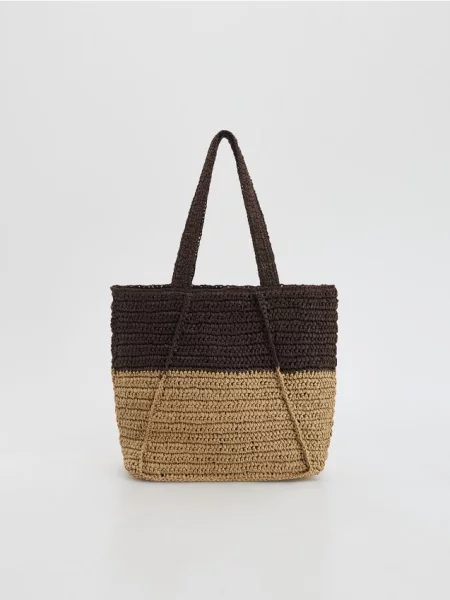 Reserved Pleciona torebka shopper wielobarwny