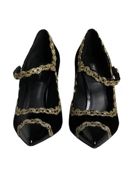 Welurowa czółenka Dolce And Gabbana czarna