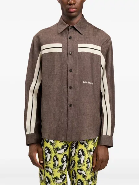 Běžecká košile Palm Angels s výšivkou hnědá