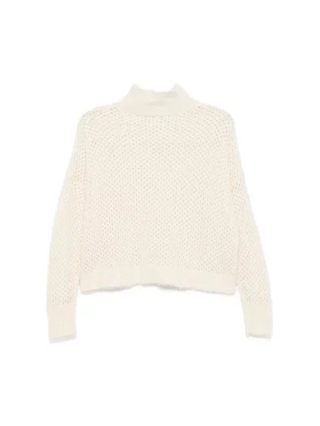 Lniany sweter z golfem Antonelli Firenze biały