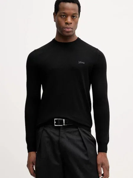 Guess sweter z domieszką jedwabiu DANIEL lekki czarny