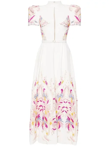 Rochie maxi Saiid Kobeisy din crep de costum alb