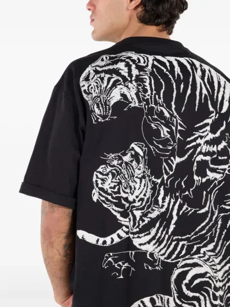 Tricou Roberto Cavalli cu imagine cu dungi de tigru negru