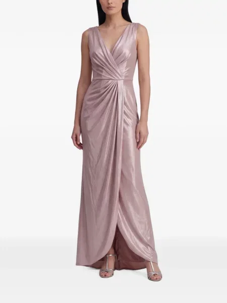 Drapiruotas maxi suknele Marco Gabrielli Atelier v formos iškirpte rožinė