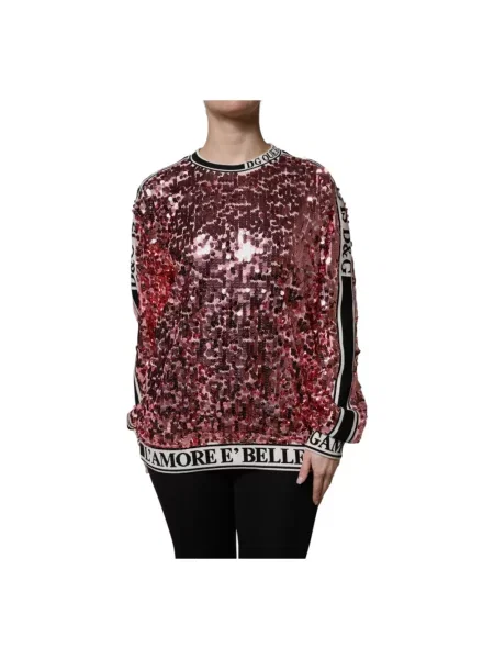 Sweter Dolce And Gabbana z cekinami różowy