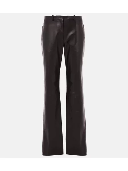 Pantaloni The Row din piele maro