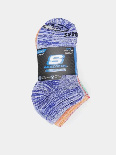 Skechers 6 Pair Low Cut 25 Набір шкарпеток Для хлопчиків Червоний/синій червоні
