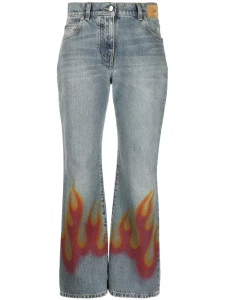 Jeansy dzwony Palm Angels z nadrukiem dzwony niebieskie