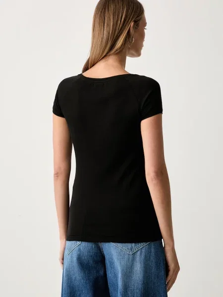 BOSS Orange T-shirt basic z bawełną czarna