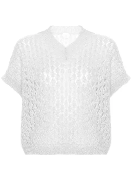 Dzianinowy top Eleventy z dekoltem w serek szary