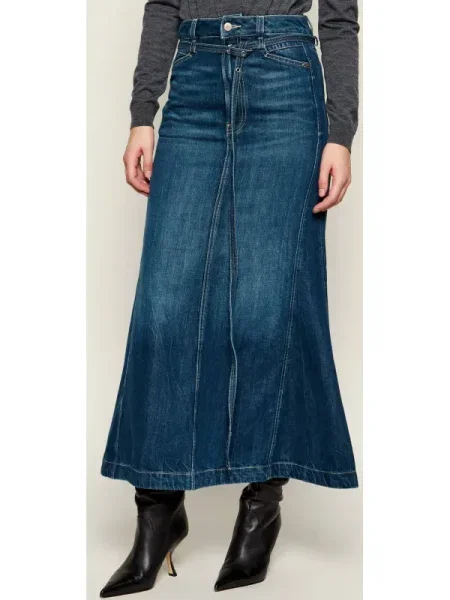 Cu peplum fustă din denim Boss Orange portocaliu