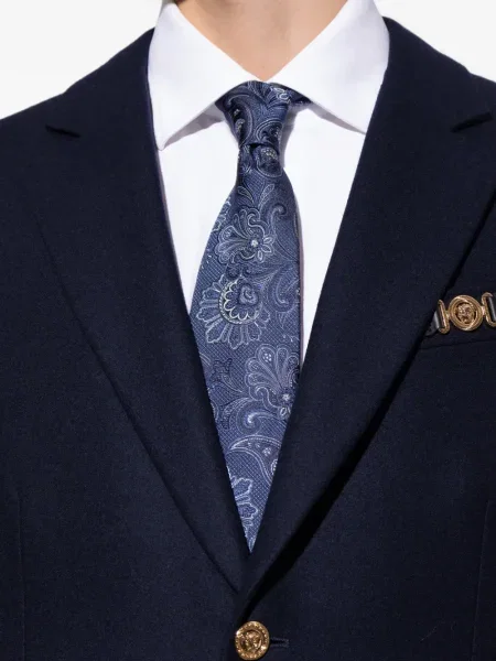 Cravată Etro cu model paisley albastru