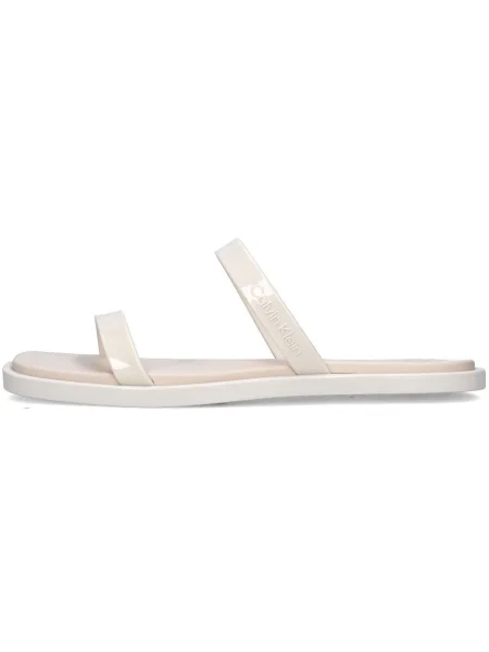 Calvin Klein dámske žabky Double Bar Slide Jelly turtle dove biela