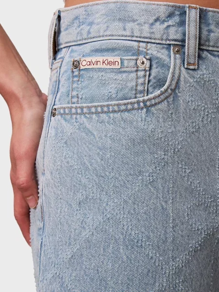 Короткие джинсовые шорты Calvin Klein Jeans с принтом голубые