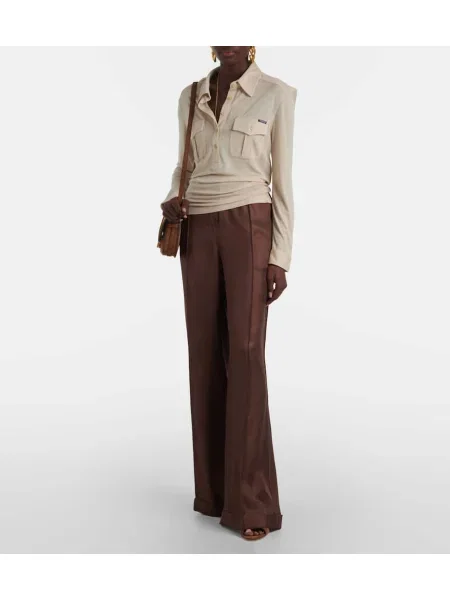 Pantaloni Tom Ford de mătase maro